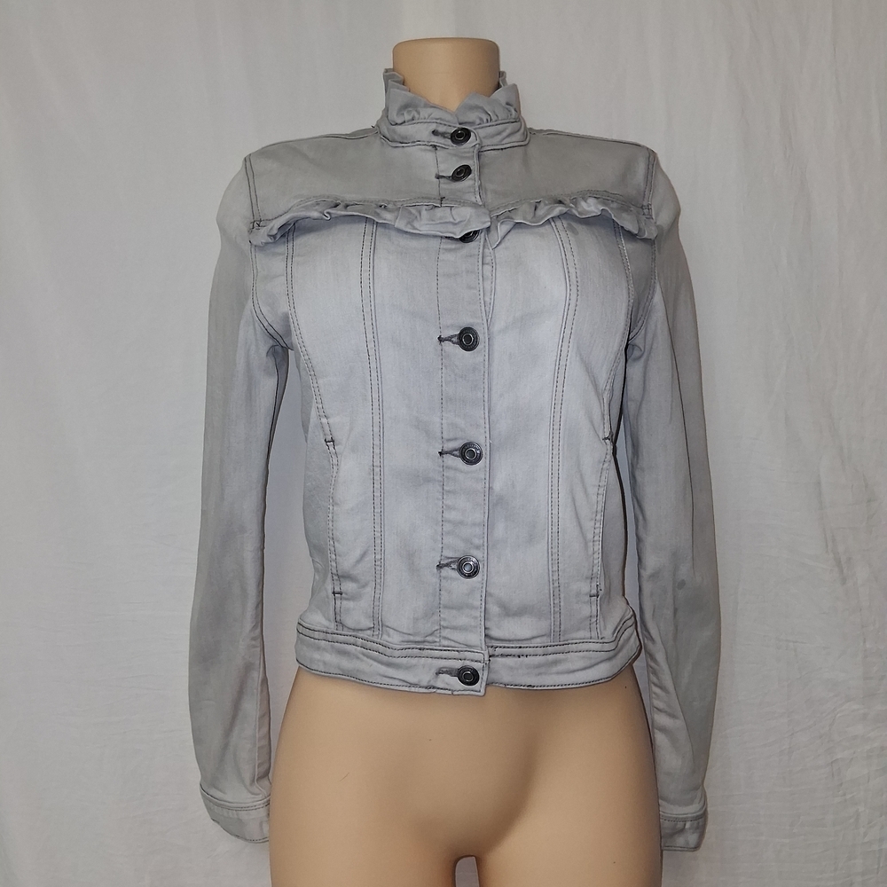 Kensie Light Gray Jean Jacket Size S